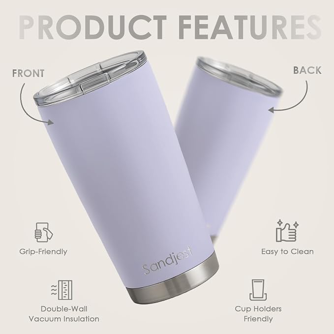 SANDJEST Blue Tumbler 20oz Stainless Steel Double Wall Vacuum Insulated, Travel Coffee Cup, Gifts for Men Women Birthday Christmas