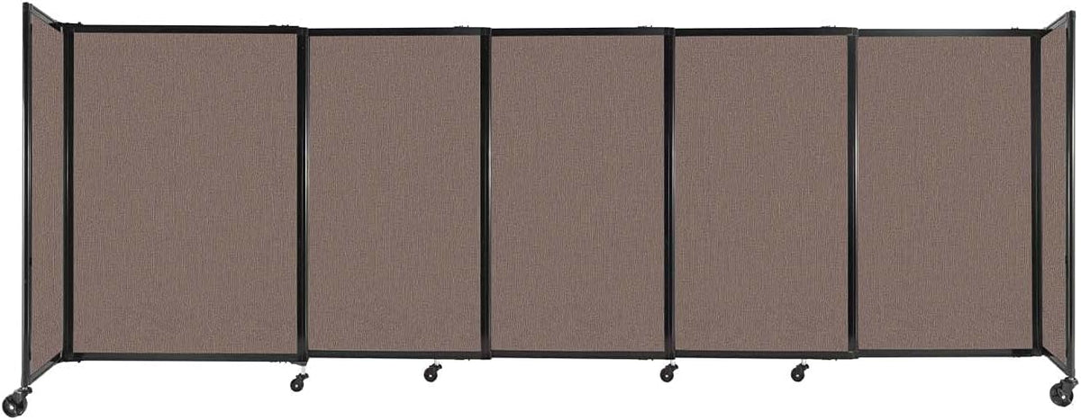 Versare Straightwall Sliding Portable Wall Partition | Freestanding Office Dividers | Locking Wheels | Temporary Room Separator | 11'3'' Wide x 4' Tall Latte Fabric Panels