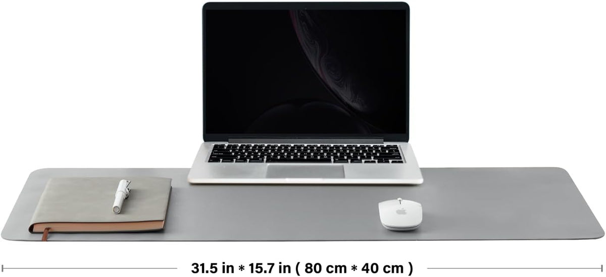 Leather Desk Mat - Non-Slip PU Desk Pad for Office and Home - Desk Organization and Accessories - Ideal for Large Mouse Pad and Desk Mats on Top of Desks (Dark Gray,31.5"x 15.7")