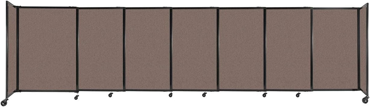 Versare Straightwall Sliding Portable Wall Partition | Freestanding Office Dividers | Locking Wheels | Temporary Room Separator | 15'6'' Wide x 4' Tall Latte Fabric Panels