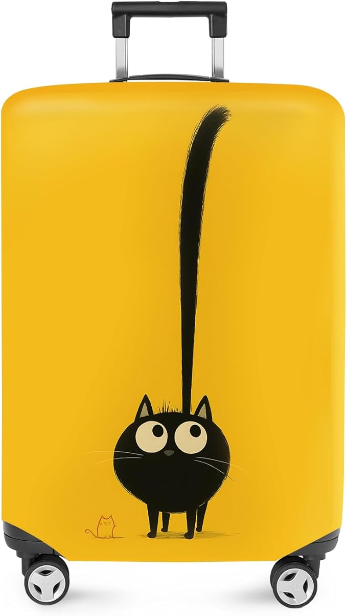 ANNA QUEEN Cute Black Cat Luggage Cover, Whimsical Cat Design