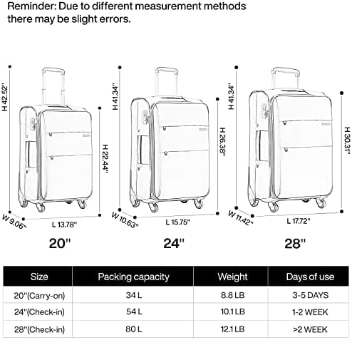 Hanke 24 Inch Expandable Luggage Large Suitcases
