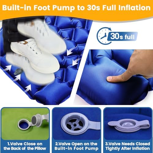 4-Inch Inflatable Camping Sleeping Pad with Foot Pump