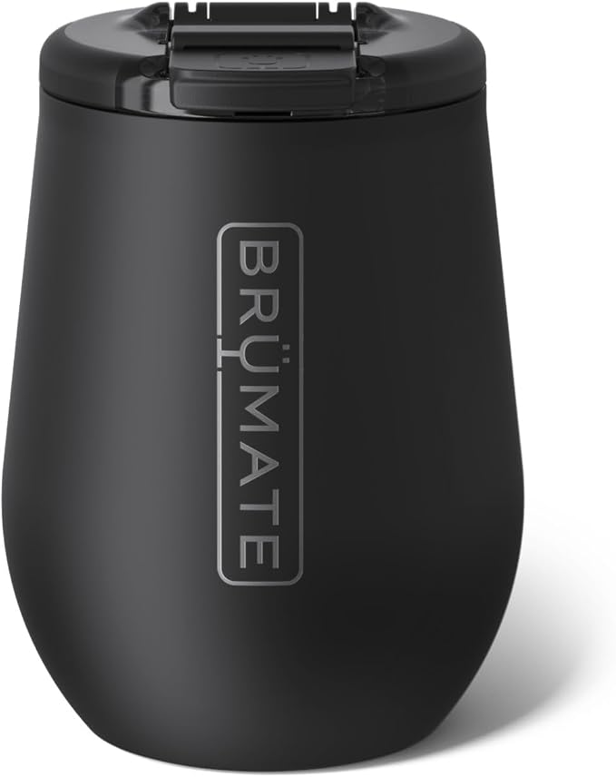BrüMate Uncork'd 14oz 100% Leakproof Insulated Wine Tumbler | Locking Lid | Insulated Stainless Steel Wine Glass | Perfect For Travel & Outdoors | BPA-Free (Matte Black)