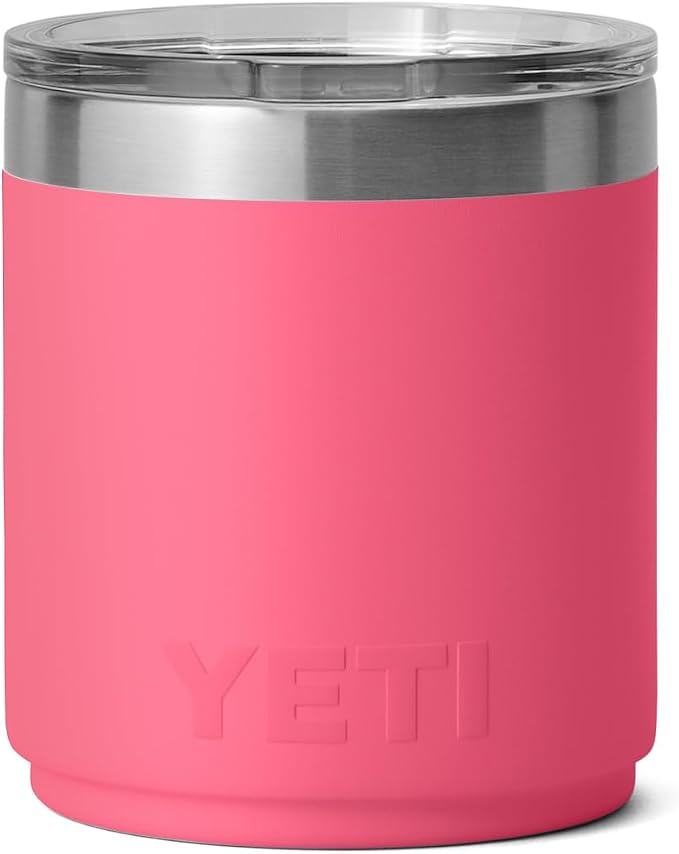 YETI Rambler 10 oz Stackable Lowball 2.0, Vacuum Insulated, Stainless Steel with MagSlider Lid, Tropical Pink