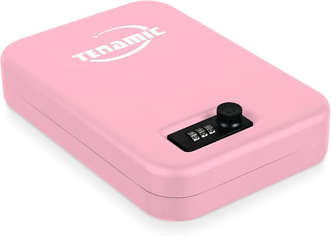TENAMIC Pistol Safe, Portable Travel Gun Safe, Solid Steel Handgun Lock Box