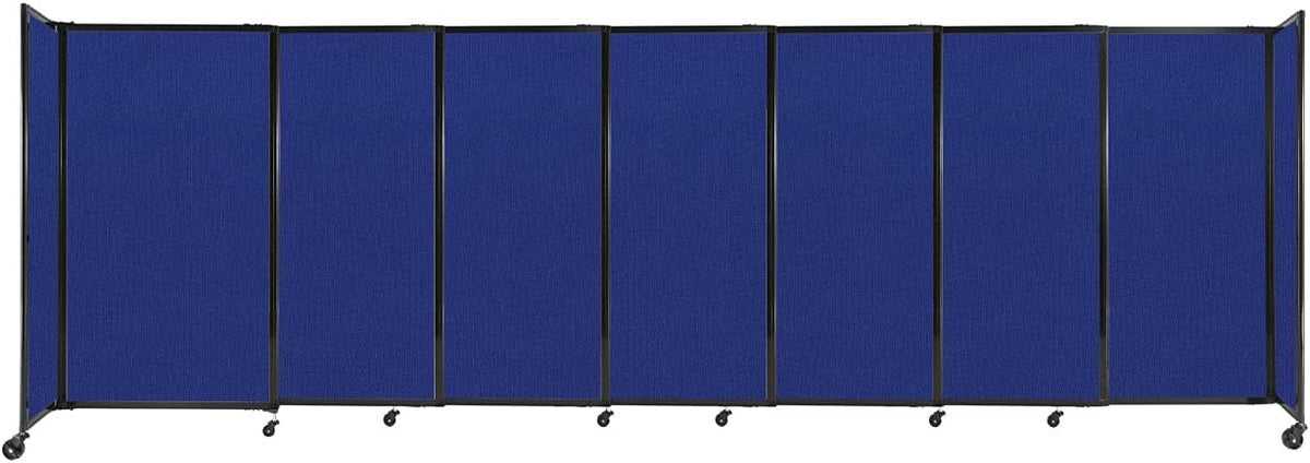 Versare Straightwall Sliding Portable Wall Partition | Freestanding Office Dividers | Locking Wheels | Temporary Room Separator | 15'6'' Wide x 5' Tall Royal Blue Fabric Panels