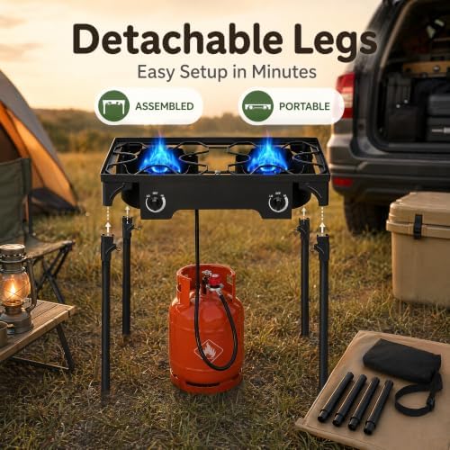 Outvita 2 Burner Propane Gas Stove for Outdoor Cooking, 150,000 BTU