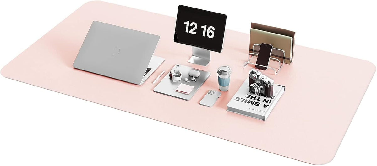 YSAGi Non-Slip Leather Desk Pad XL Size, Waterproof Laptop Computer Desk Keyboard Mat, Table Protector Blotter Mat, Large Mouse Pad for Office/Work/Home/Decor(Pink, 47.2" x 23.6")-No Band