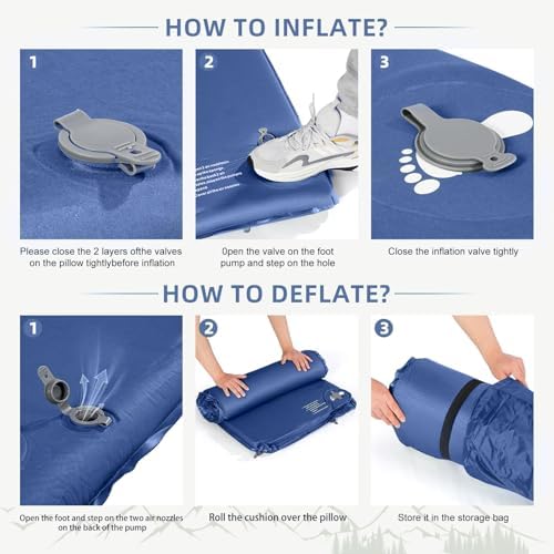 Wevelel Memory Sleeping Pad, 3.1" Ultra-Thick Foam Sleeping Mats for Camping, Easy Inflate&Deflate,9.5 R-Value Insulated Camping Mattress Pad with Pillow, for Car Travel Tent