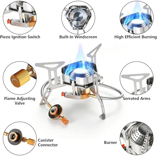 SHENDU 3500W Windproof Camping Backpacking Stove Foldable Fuel Adapters