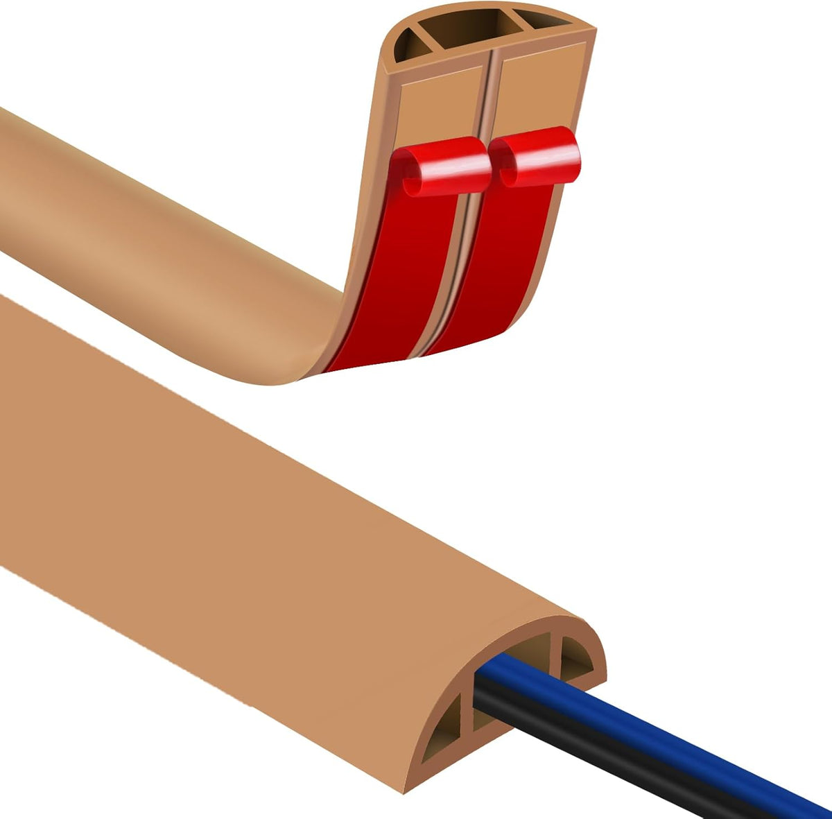 Floor Cord Covers for Wires 10FT Cable Hider Wire Coverr Self Adhesive Cord Hider Floor for Offices, Homes, Workshops, Warehouses Cable Cavity 0.47" W x 0.27" H