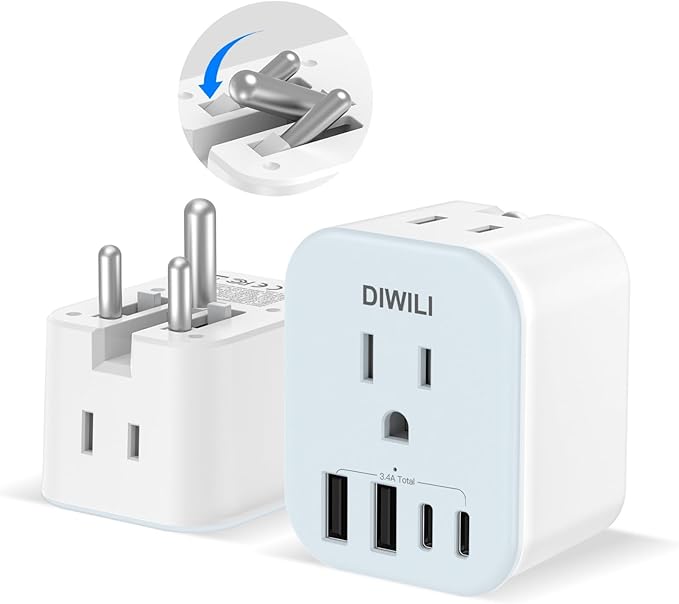 US to India Travel Plug Adapter, Foldable India Power Adapter