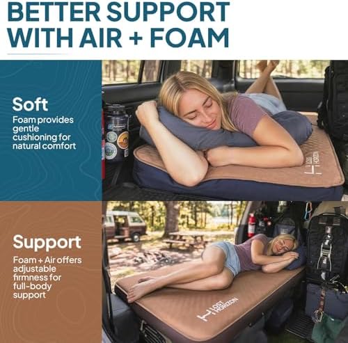 Lost Horizon Option3 Self-Inflating Foam Camping Mattress, Queen, 4.5"