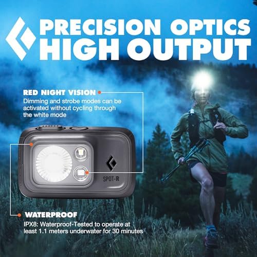 BLACK DIAMOND Spot 400-R Headlamp, Rechargeable, Dimmable, Bright, Graphite