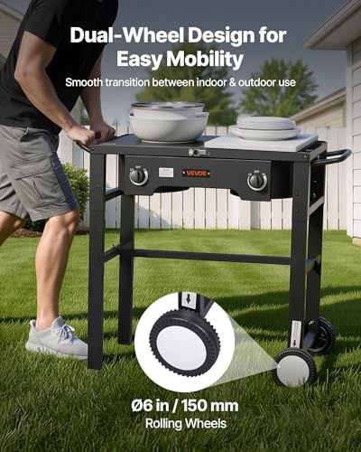 VEVOR 2 Burner Outdoor Propane Gas Stove, Propane LPG Gas Camping Stove,