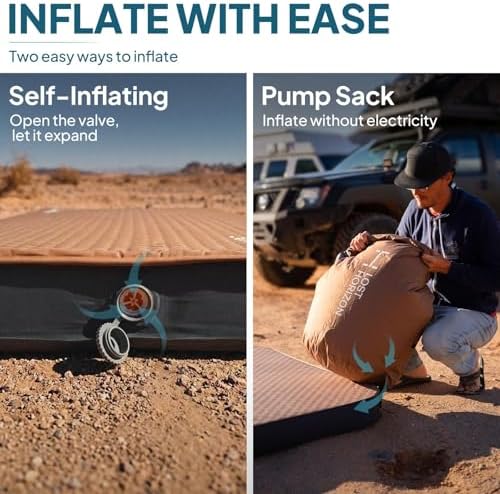 Lost Horizon Option3 Self-Inflating Foam Camping Mattress, Full, 4.5"