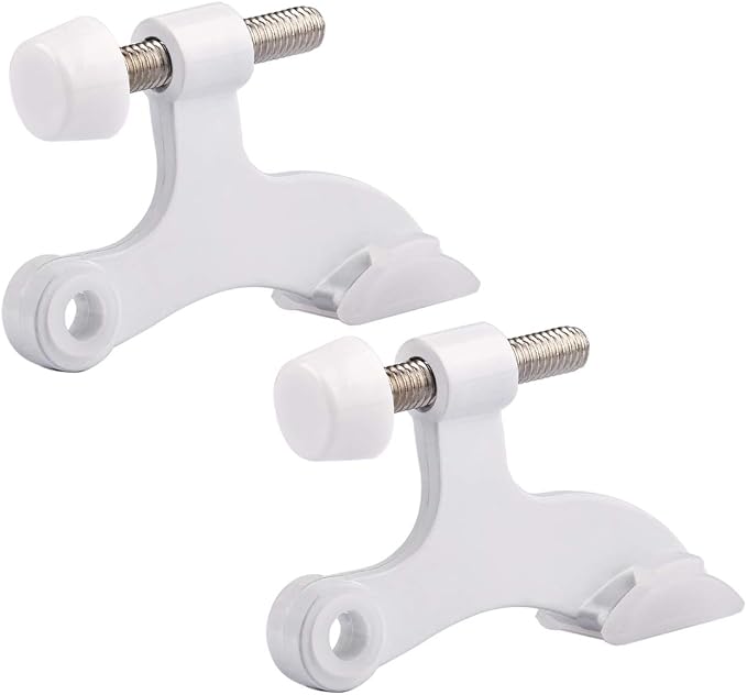 HOMOTEK 2 Pack Hinge Pin White Door Stopper, Adjustable Deluxe Heavy Duty Door