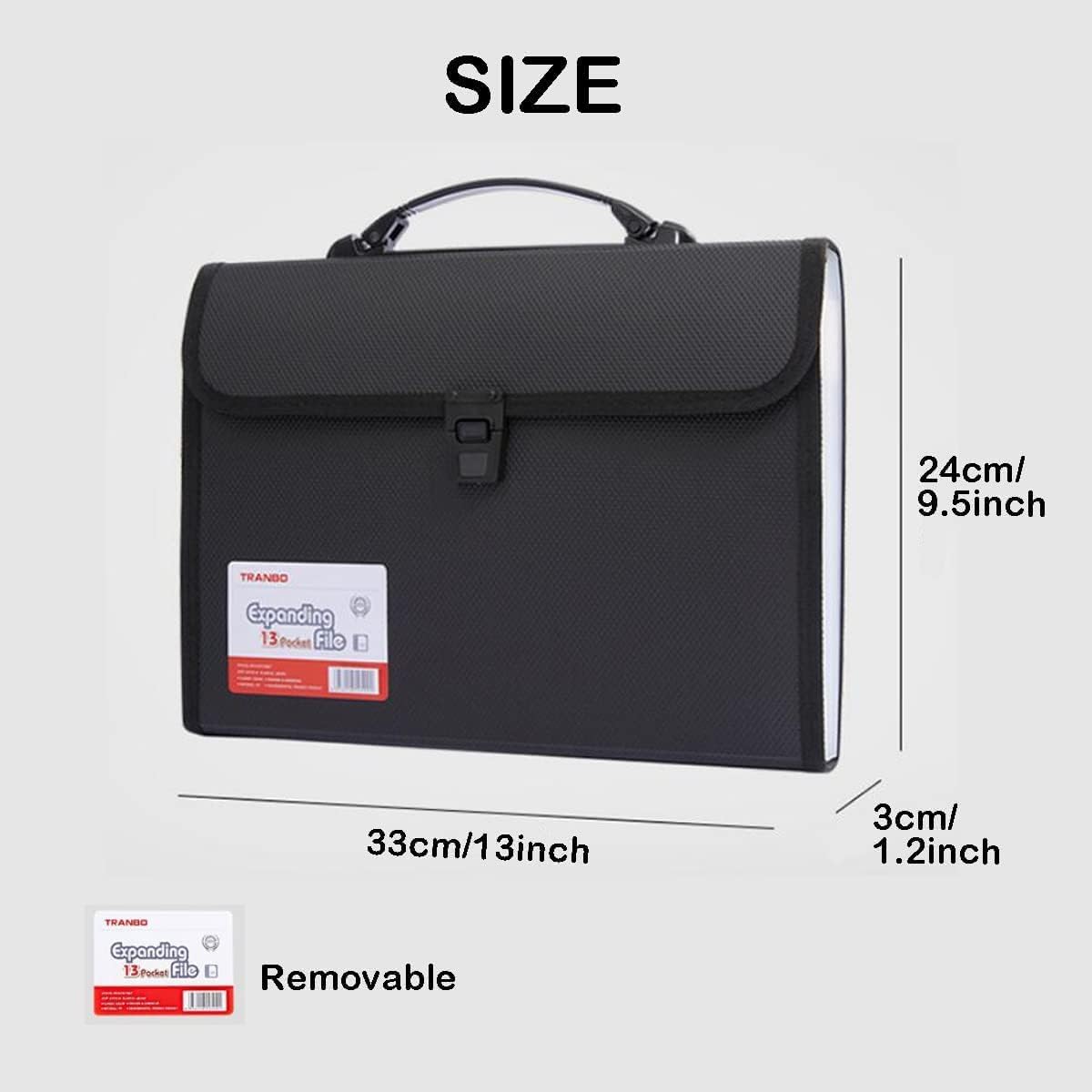 2 Pack 12 Pockets Accordion File Organizer with Handle, TRANBO Letter Size/A4 Expanding File Folder, Portable Paper Organizer, Expandable Plastic Document Organizer for Travel School Office