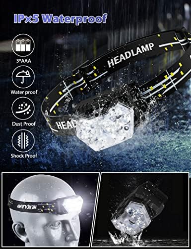 2000 Lumen 9 LED Headlamp 2 Pack, Ultra Bright Head Lamp with 6 Modes, IPX5 Waterproof Head Light, Lightweight Head Flashlight for Running Night-Walking Camping, 6 AAA Batteries Included