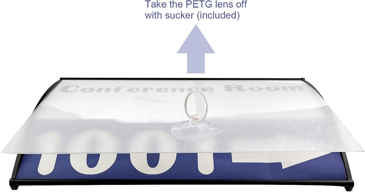 Office Sign Holder for Door - Curved Mount Name Plate Holder Frame Display 10 x 6 Inches Sturdy Aluminum with Adhesive Tape , Plastic Film Included