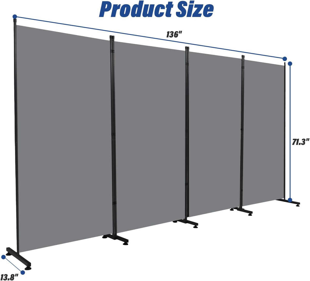 Room Divider 6ft Room Dividers and Folding Privacy Screens, 4 Panel Partition Room Divider Fabric Panel, Indoor Wall Divider for Room Separation Freestanding Space Separators for Bedroom Office Studio