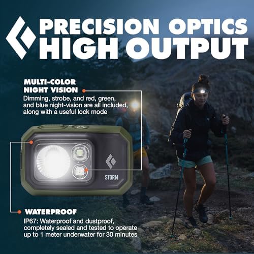 BLACK DIAMOND Storm 450 Headlamp, AAA Powered, Dimmable, BD Dark Olive