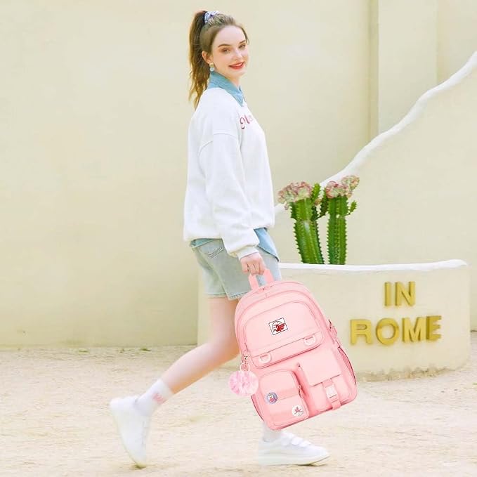 CCJPX Girls Backpack, 16 inch School Laptop Bag College Bookbag, Anti Theft