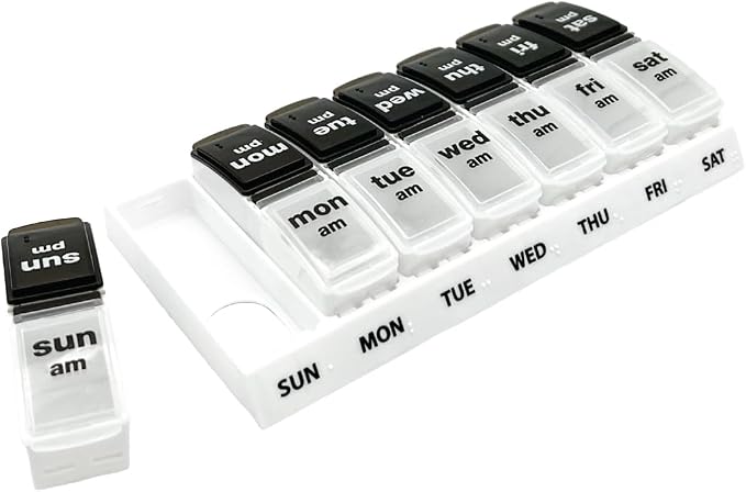 EZY DOSE Weekly Daily AM/PM Pill Case, Medicine Planner, Vitamin Organizer