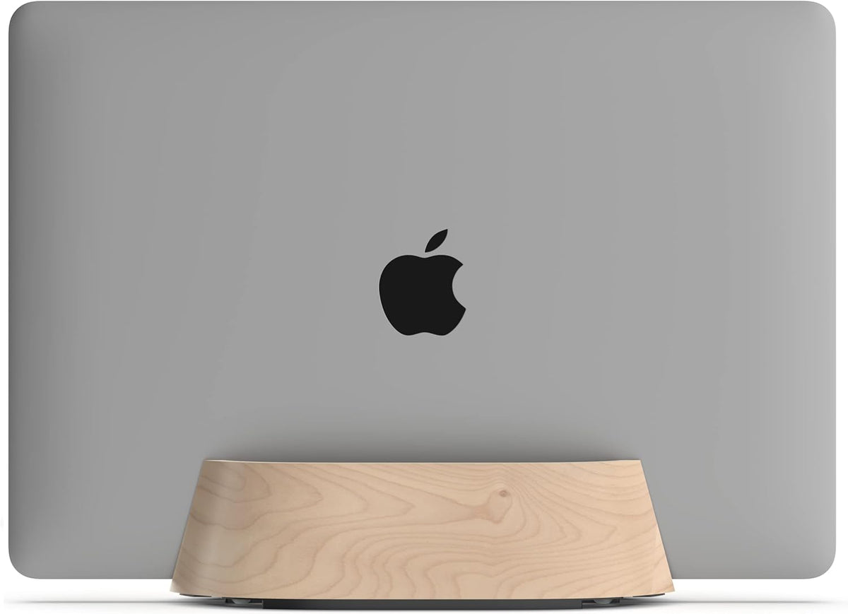 HumanCentric Vertical Laptop Stand in Maple Wood, Upright Adjustable Holder and Dock, Laptop Vertical Stand Fits MacBook Pro and Other Laptops .5" to 1.5", Clamshell Compatible