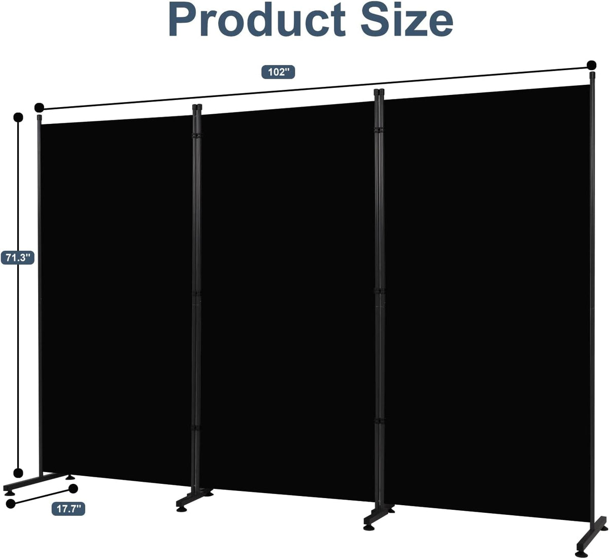 Room Divider 6ft Room Dividers and Folding Privacy Screens, 3 Panel Partition Room Divider Fabric Panel, Indoor Wall Divider for Room Separation Freestanding Space Separators for Bedroom Office Studio