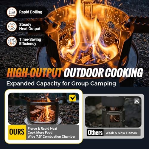 KingCamp Portable Camping Stove 304 Stainless Steel Wood Burning Stove