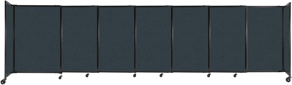 Versare Straightwall Sliding Portable Wall Partition | Freestanding Office Dividers | Locking Wheels | Temporary Room Separator | 15'6" Wide x 4' Tall Blue Spruce Fabric Panels