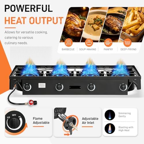 Outvita 4 Burner Propane Gas Stove for Outdoor Cooking, 300,000 BTU