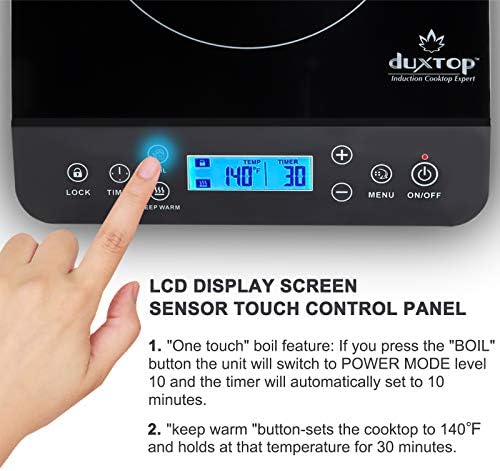 Duxtop Portable Induction Cooktop, Countertop Burner 1800W Black 9610LS