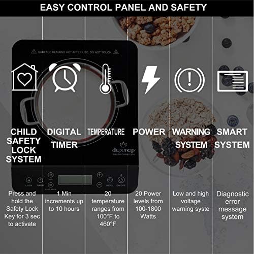 Duxtop Portable Induction Cooktop, Countertop Burner 1800W Black 9610LS