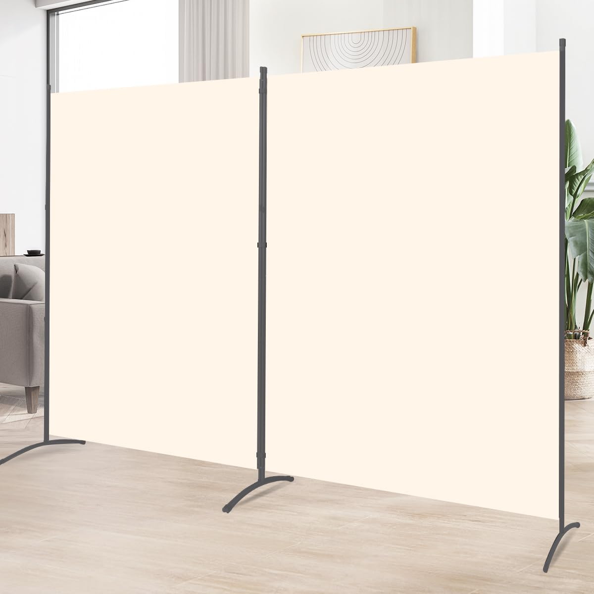 Room Divider 6FT Folding Privacy Screens, Partition Room Dividers w/Freestanding Design, Portable Wall Divider for Room Separtation, Fabric Screen Panel for Home Office Dorm (Beige, 2 Panel)
