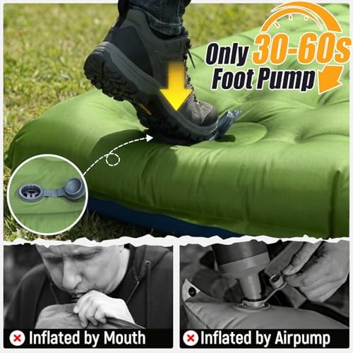 FUN PAC Camping Sleeping Pad,Ultralight Camping Mattress with Pillow, Built-in Foot Pump Inflatable Sleeping Pad Compact for Camping,Backpacking, Hiking,Traveling
