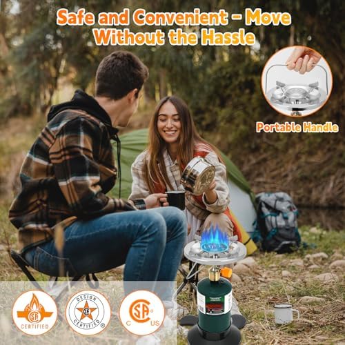Camping Stove Propane, Portable Backpacking Cooker with Single Burner