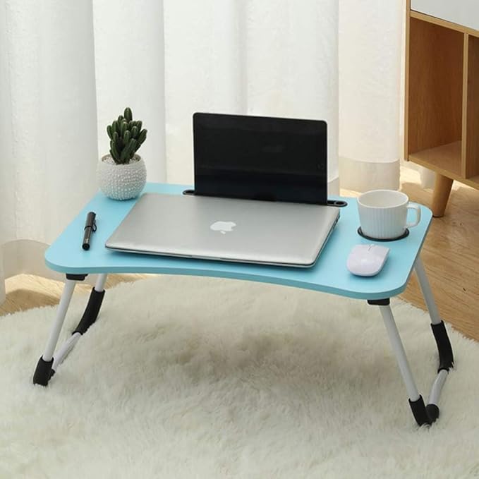 Lap Desk with Storage Drawer, Cup and Tablet Holder, Bed Tray Table, Foldable