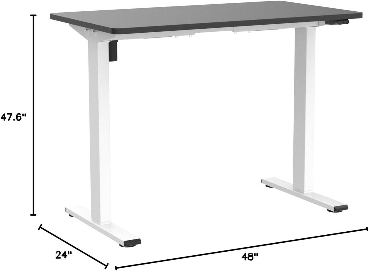 FLEXISPOT EN1 One Piece Standing Desk, 48 x 24 Inch Electric Adjustable Height Desk for Home Office and Computer Workstation (White Frame + Black Top, 2 Packages)