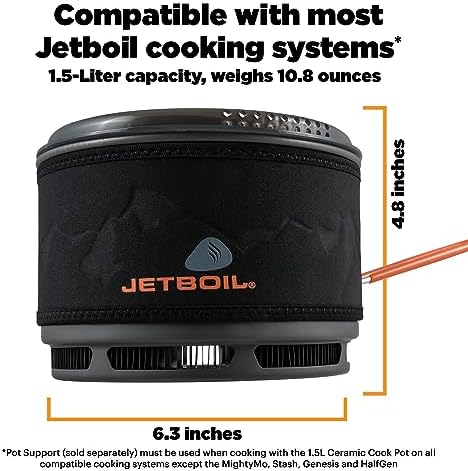 Jetboil 1.5L Ceramic FluxRing Cook Pot for Jetboil Backpacking Stoves