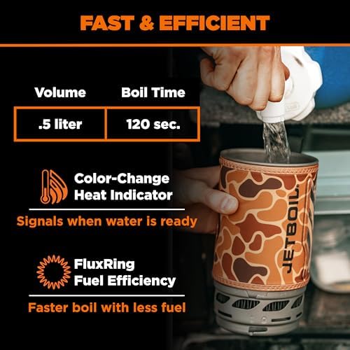 Jetboil Flash Portable Fast Boil Stove for Camping and Backpacking with 1-Step Auto Ignition, Propane/Isobutane Burner with Cooking Cup