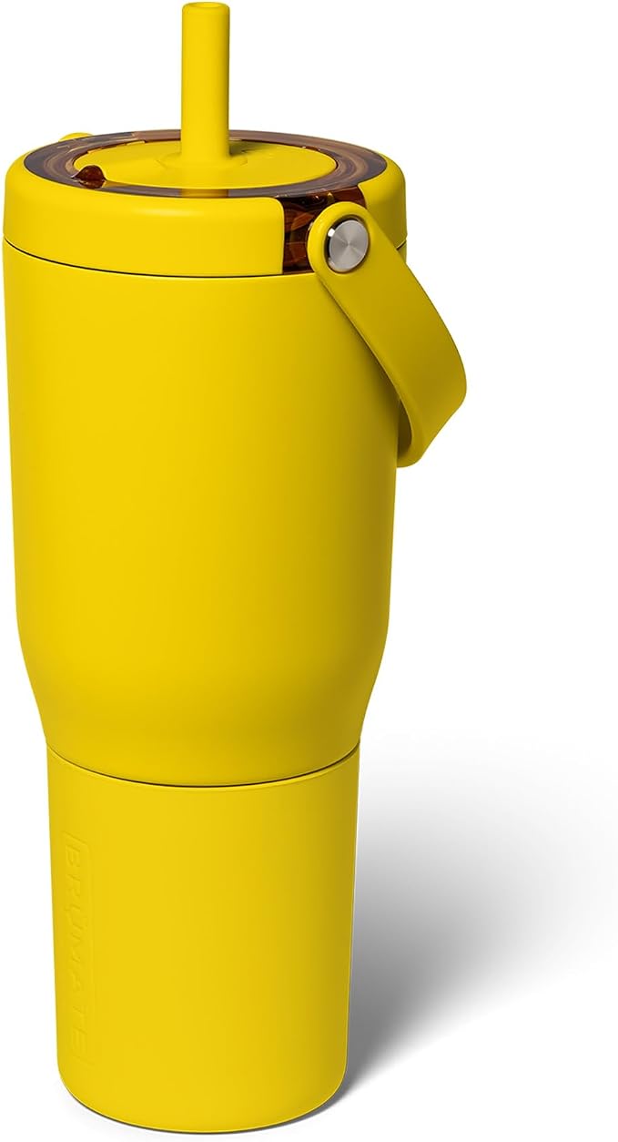 BrüMate Resa 35oz 100% Leakproof Travel Tumbler with Handle & Straw | Flexible SoftSip Straw | Silicone Sleeve for Durability | Stainless Steel | Cup Holder & Travel Friendly Water Bottle (Pineapple)