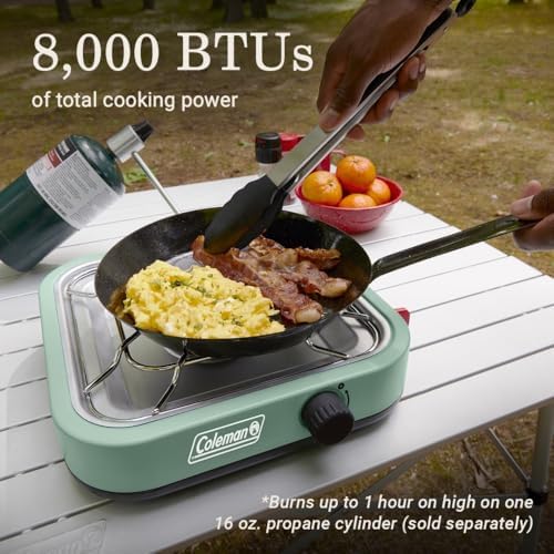 Coleman Cascade 18 1-Burner Camping Stove, Portable Cooktop with 8000 BTUs & Matchless Lighting, Fits 12-Inch Pan, Great for Outdoor Cooking, Camping, Tailgating, Grilling, BBQs, & More