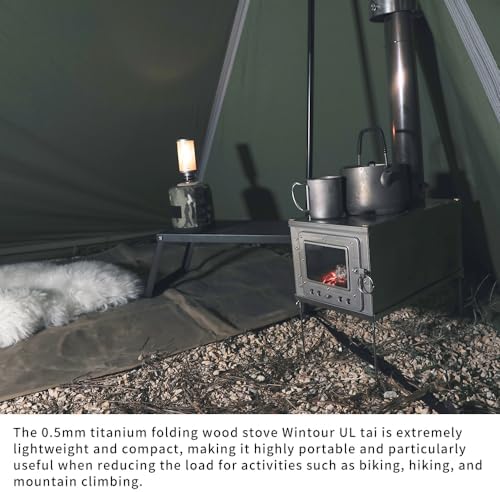 Soomloom foldable titanium wood-burning stove WintourULtai0.5mmlightweight compact durable portable folding wood burning outdoor camping hiking bushcraft ultralight cooking heatingfirewood stove
