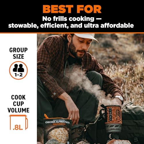 Jetboil Zip 0.8L Portable Fast Boil Stove with Easy-Turn Knob Igniter for Backpacking and Camping, Propane/Isobutane Burner