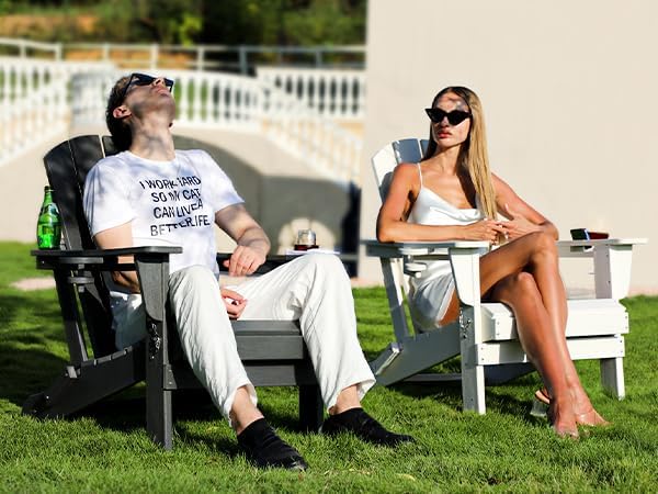 SERWALL Adirondack Chair with Cup Holders