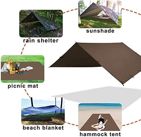 KALINCO Waterproof Camping Tarp Tent Hammock Rain Fly, 10X10FT/10X15FT