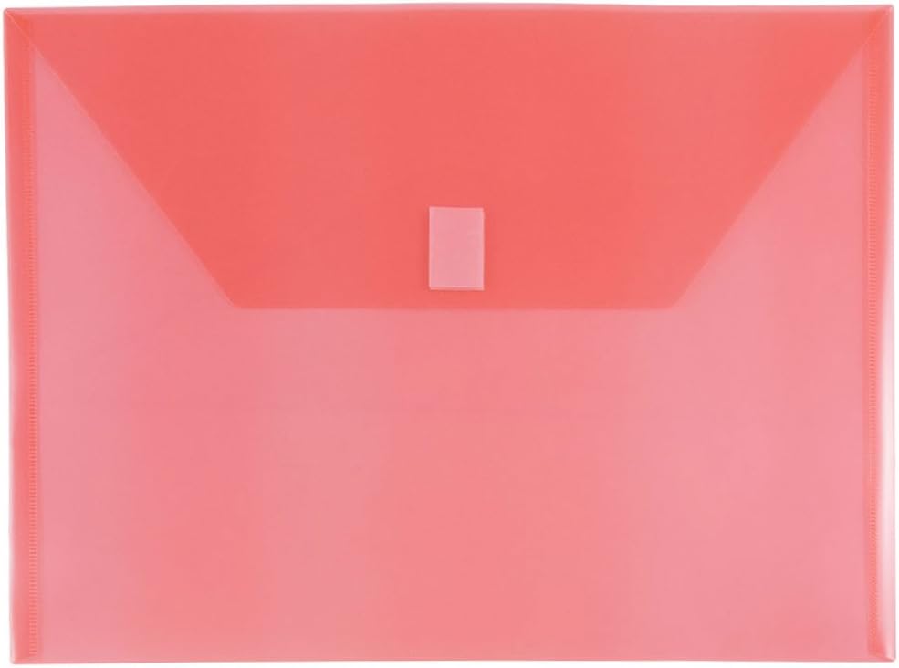 JAM PAPER Plastic Envelopes with Hook & Loop Closure - Letter Booklet - 9 3/4 x 13 - Red - 12/Pack